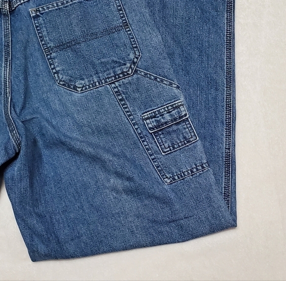 Vintage lee riveted mid wash high rise wide leg loose fit cargo jeans denim 10 - Picture 9 of 13